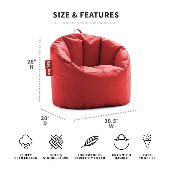 dimension image slide 6 of 7, Big Joe Milano Bean Bag Chair, Multiple Colors