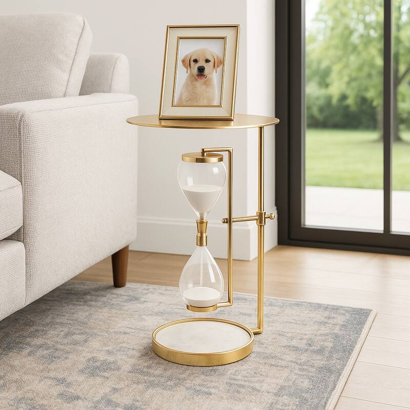 Metal Modern Hourglass Base Side Table - 23 in. - 16" x 16" x 23"