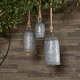 preview thumbnail 23 of 77, Gold, Gray, Bronze, Black or Red Metal Tibetan Inspired Decorative Cow Bells with Jute Hanging Rope (Set of 3) Gray