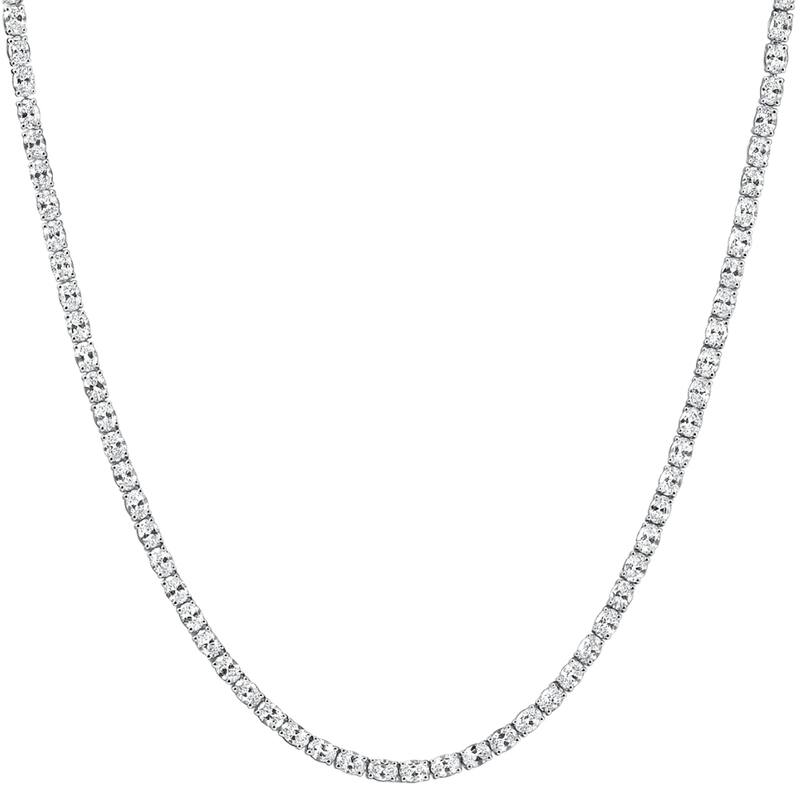 Bliss Diamond 19Ct Oval Diamond Tennis Necklace White Gold Lab Grown