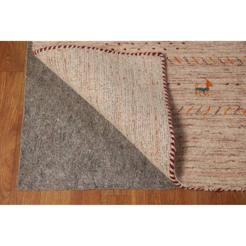 Hand Knotted Oriental 100% Wool Carpet Tribal Animal Pictorial Multi-Colored Gabbeh Area Rug - 11' 6'' X 8' 9''