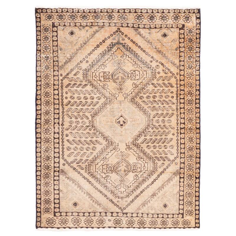 ECARPETGALLERY Hand-knotted Antalya Vintage Beige Wool Rug - 4'11 x 6'6