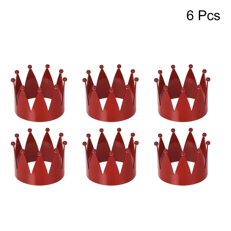 Napkin Rings, 6pcs 43mm ID Alloy Crown Shape Napkin Buckles, Red