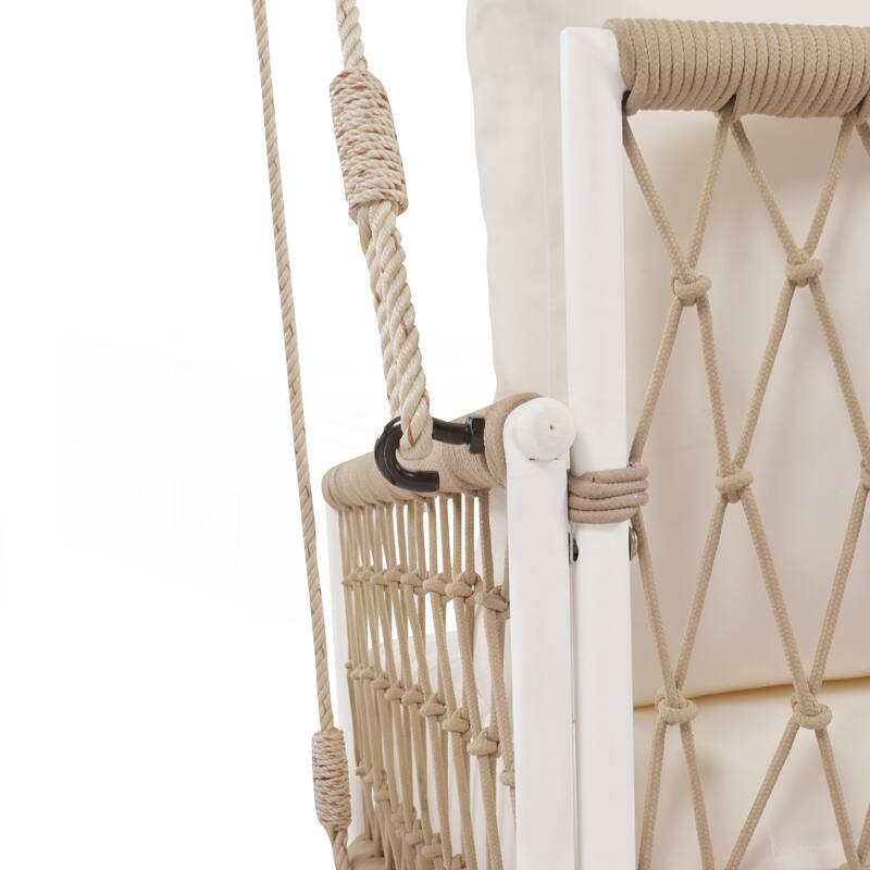 Woven Rope Outdoor Swing Sofa with Soft Cushions