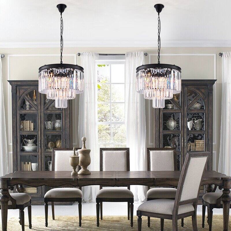 Maxax 7 - Light Unique Tiered Chandelier with Crystal Accents