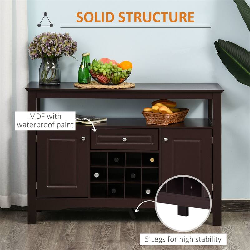 Sideboard Buffet Cabinet with Drawer and 12-Bottle Wine Rack
