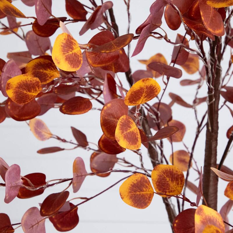 Pre-lit Autumn Grand Eucalyptus Artificial Tree - 8' - Warm White LED Lights