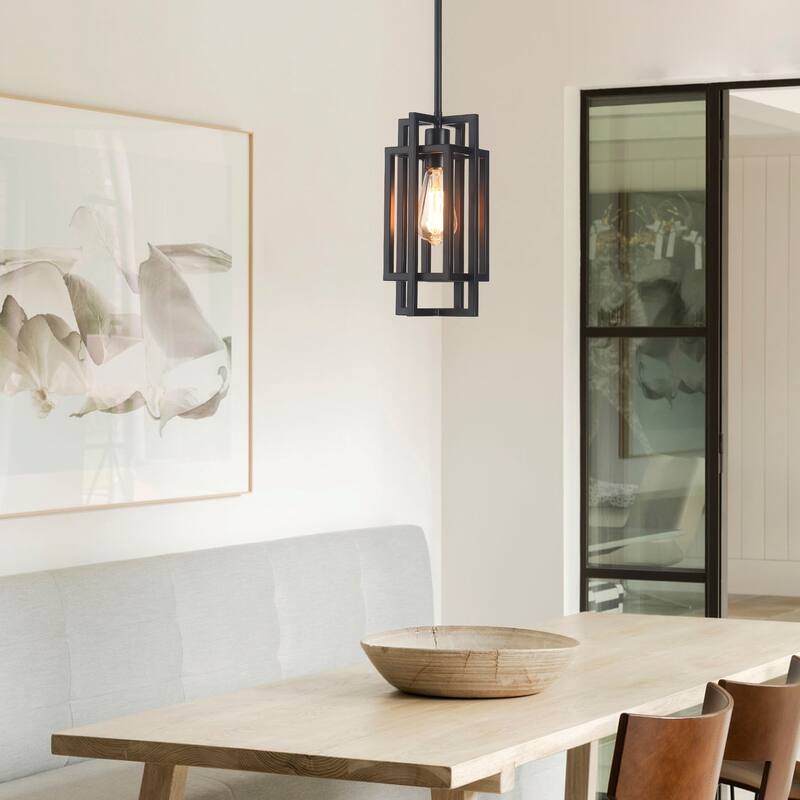 Open Metal Frame Classic Traditional Chandelier, Rustic Farmhouse 1 -Light Pendant for Dining Living Room, Kitchen