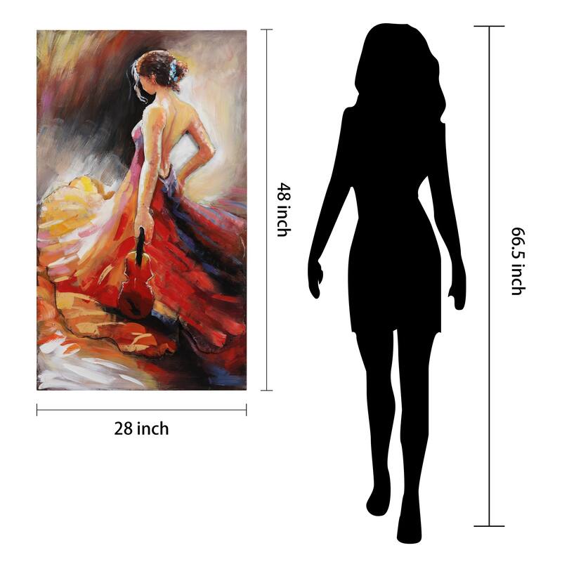 "Flamenco" Women in Beautiful Dress Mixed Media Iron Hand Painted Dimensional Wall Art