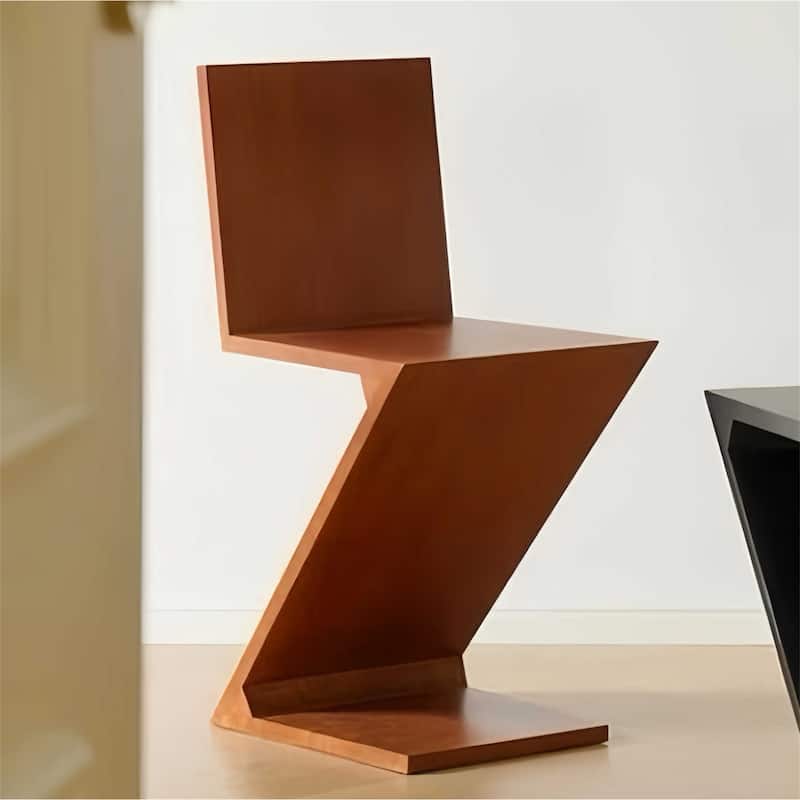 Z-shaped Solid Wood Backrest Dining Chair Creative Retro Single Seat