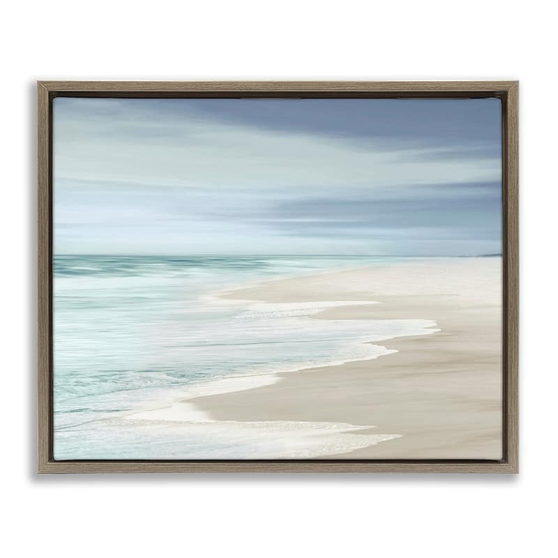 Stupell Beach Foam Landscape Framed Floater Canvas Wall Art Design by Maggie Olsen - 31 x 25 - Brown