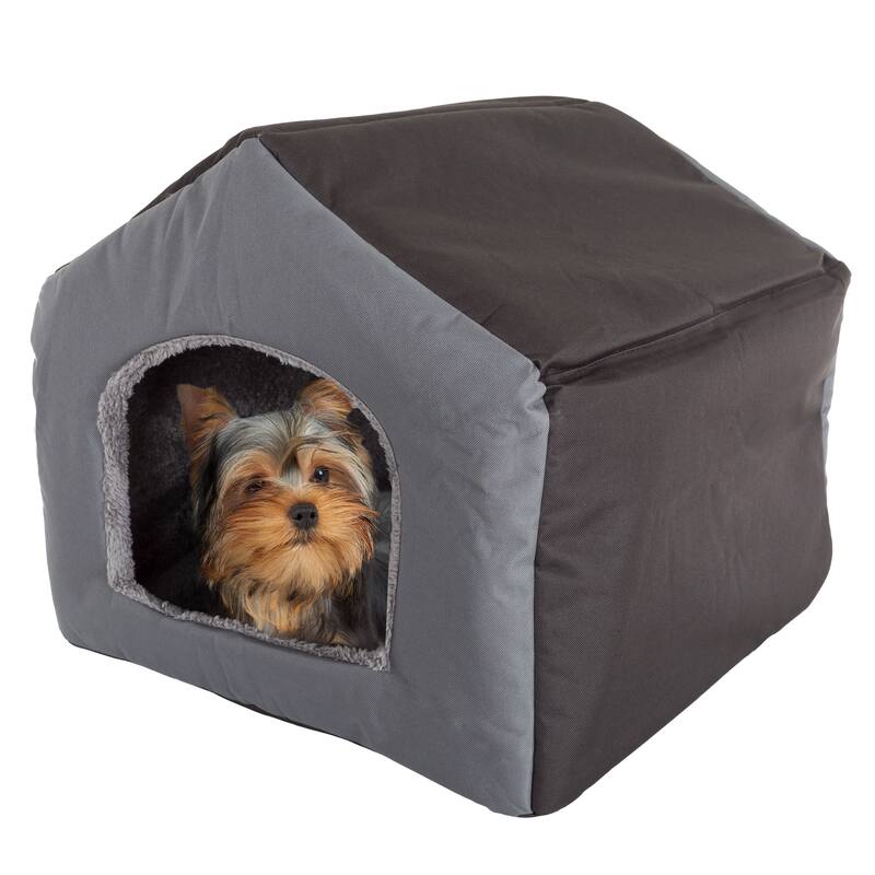PETMAKER Covered Dog Bed with Removable Sherpa Pad for Pets 35lbs