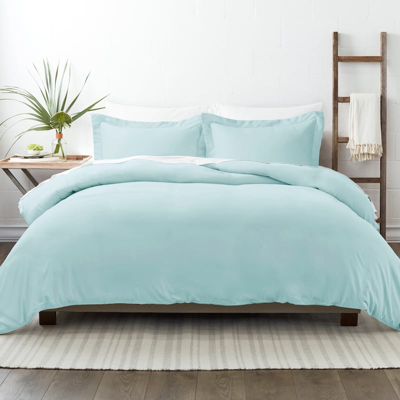 Soft Essentials Oversized 3-piece Microfiber Duvet Cover Set - Aqua - Twin - Twin XL