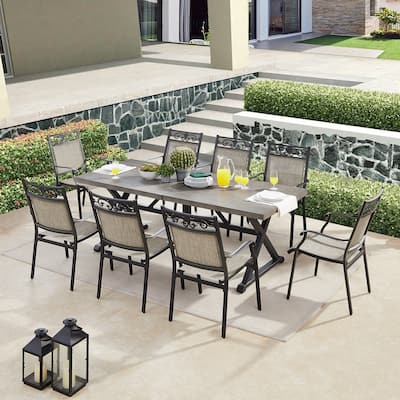 Outdoor Dining Patio Set with 8 Dining Chairs and 1 Dining Table