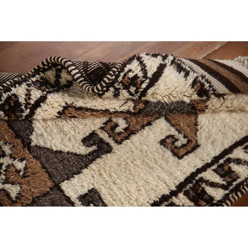 Vegetable Dye Plush Kurdish Turkish Runner Rug Handmade Wool Carpet - 3'1"x 11'3"