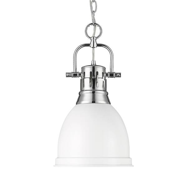slide 2 of 2, Yep by Golden Lighting Duncan 1-light 9in Chain Hung Pendant in Chrome and Matte White shade