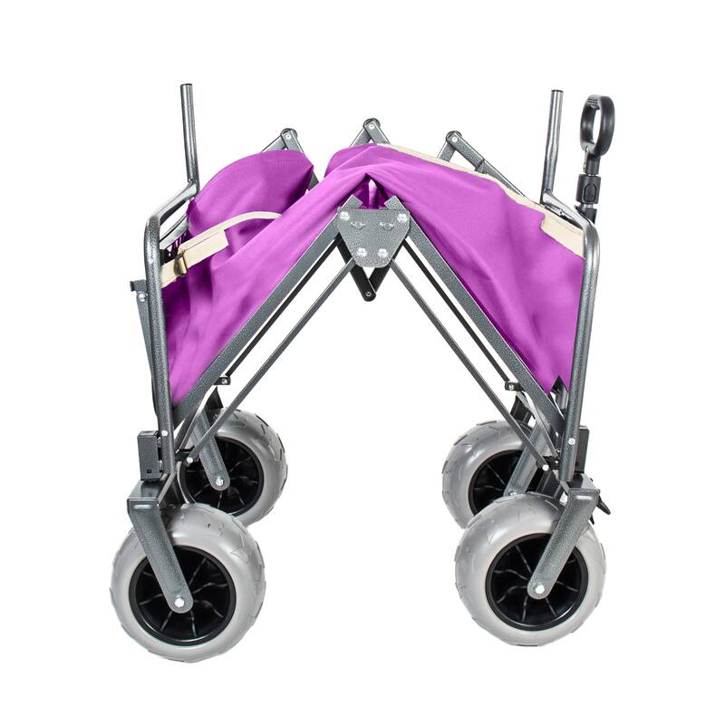 3-in-1 Collapsible Wagon, Convertible Folding Wagon Cart with Rear-Mounted Folding Tabletop, 500lbs Heavy-Duty, 180L Capacity