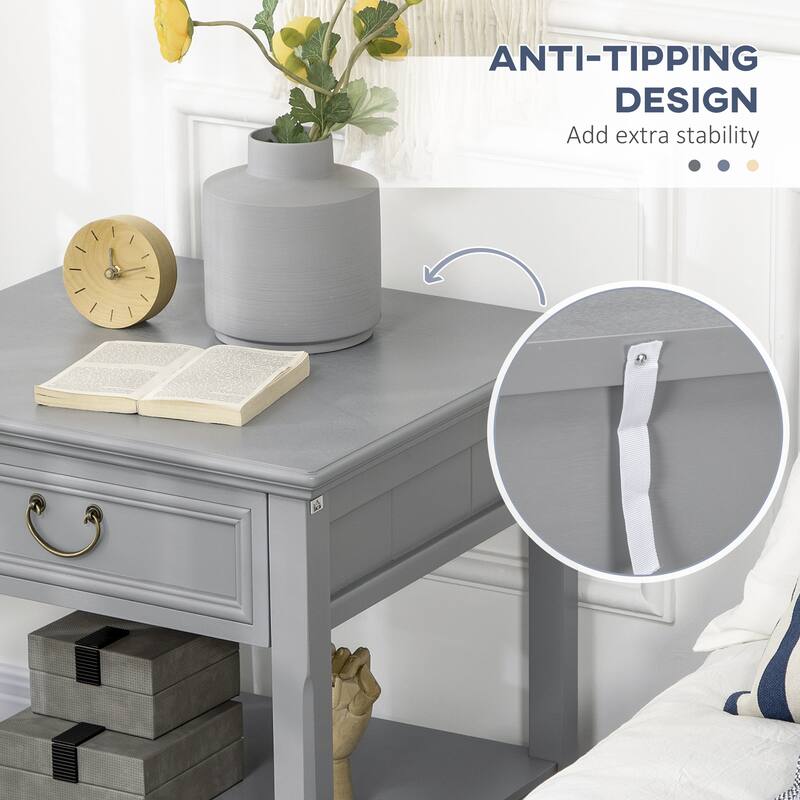 Side Table with Drawer and Open Shelf
