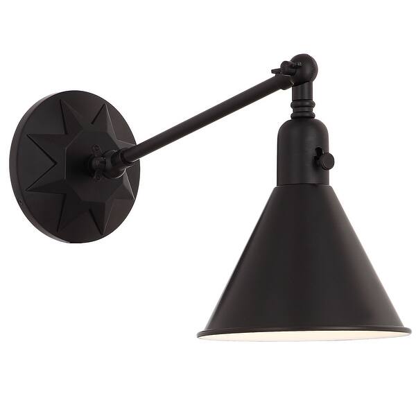 slide 2 of 4, Morgan 1-light Matte Black Wall Mount - 7'' W x 11'' H x 17'' D