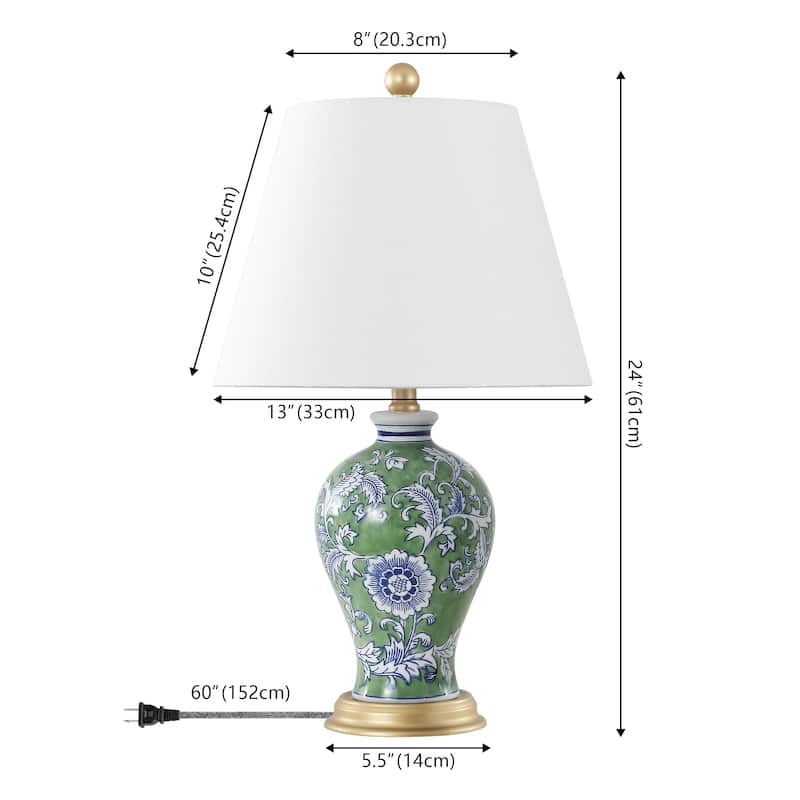 Grace 24" Floral LED Table Lamp, Multi/Brass by JONATHAN Y