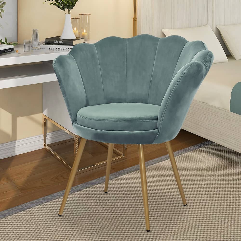 Maypex Velvet Upholstered Accent Chair with Metal Legs - W26.4" x D26.4" x H29.5"