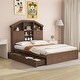 preview thumbnail 43 of 69, Wooden platform bed with house shaped storage headboard and drawers