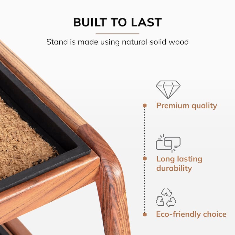 Jani Double-Tier Natural Stand 2-Pair Rubber Boot Trays