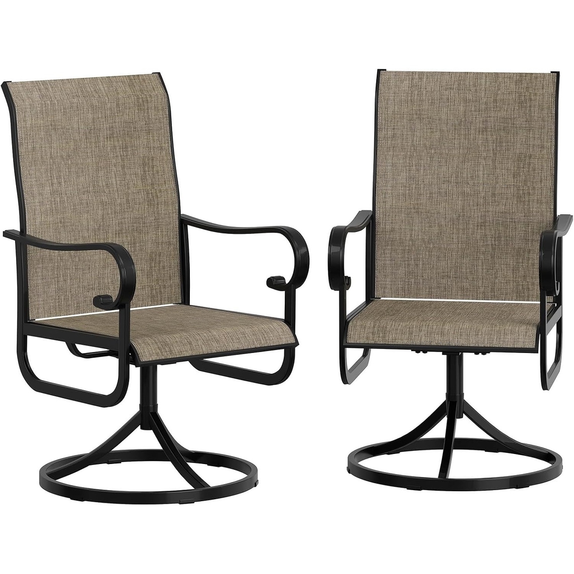 Patio 360°Swivel Chairs Set of 2，Outdoor Rocking Dining Chairs - 27.56"D x 23"W x 40"H