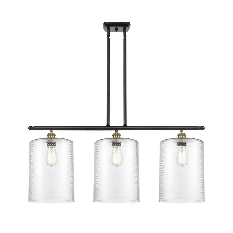 Innovations Lighting 516-3I-10-36-L Cobbleskill Linear Cobbleskill 3 - Black Antique Brass / Clear