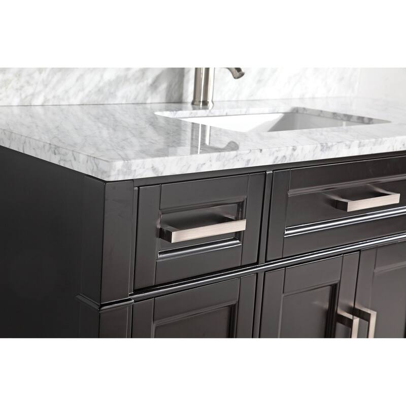 Vanity Art 60-Inch Single Sink Bathroom Vanity Set Carrara Marble Stone Top 7 Drawers 1 Shelf Undermount Sink with Free Mirror