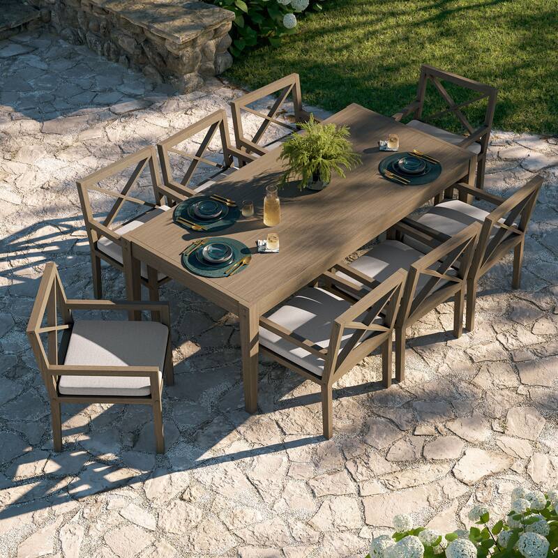 Northlake 9-Piece Outdoor Patio Teak Wood Dining Set