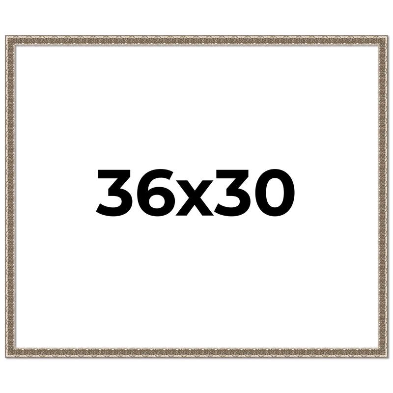 36x30 Frame Silver Versailles Ornate Solid Wood Picture Frame | 1 Inch
