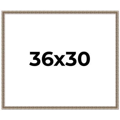 36x30 Frame Silver Versailles Ornate Solid Wood Picture Frame | 1 Inch