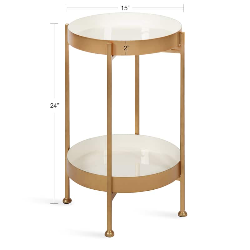 Kate and Laurel Nira Two-Tiered Metal Side Table - 15x15x24