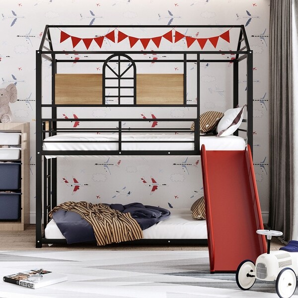 Red bunk bed twin sales over full