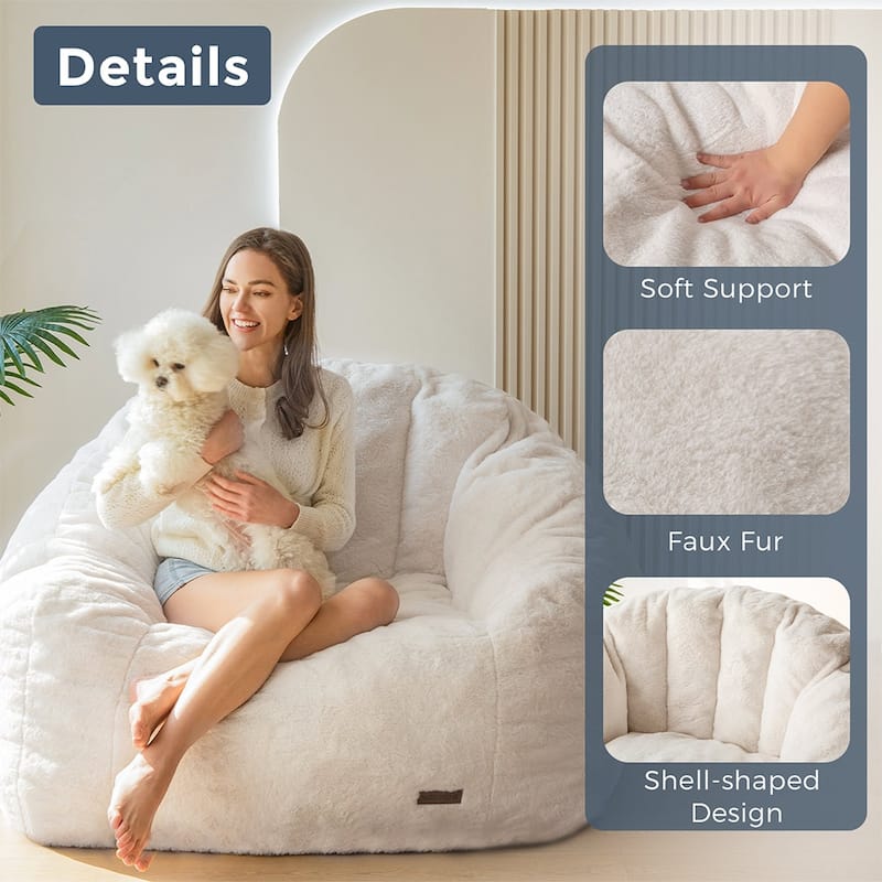 Giant Bean Bag Chair,Shell-Shaped Oversized Bean Bag Chair with Fille