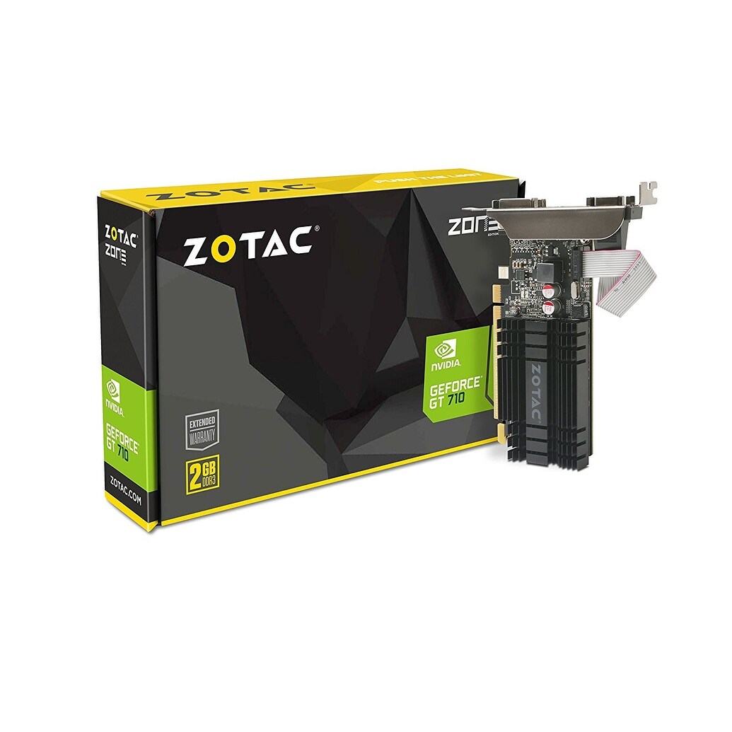 Zotac Geforce Gt 710 2Gb Ddr3 Pci-E2.0 Dl-Dvi Vga Hdmi Passive Cooled Single Slot Low Profile Graphics Card (Zt-71302-20
