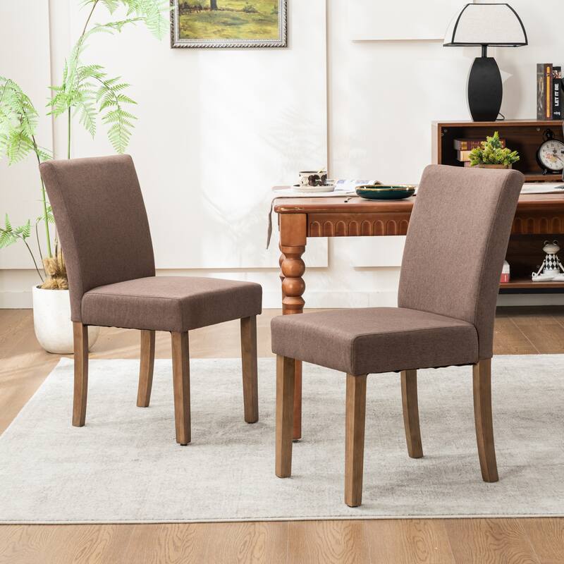 Upholstered Modern Dining Chairs, Linen Fabric Side Chairs Set of 2