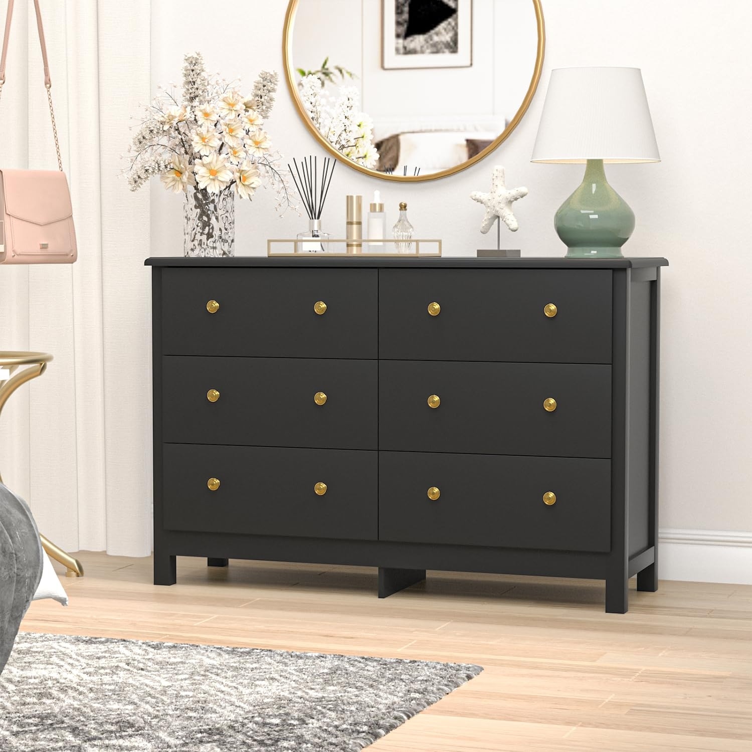 Black dresser cheap gold hardware