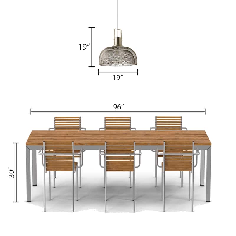 Addison River of Goods Nickel Metal 19-Inch Pendant Light with Adjustable Hanging Cord - 19" x 19" x 80"