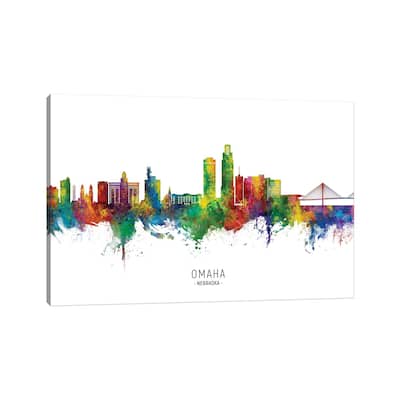 iCanvas "Omaha Nebraska Skyline City Name" by Michael Tompsett Canvas Print