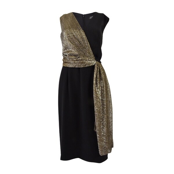 tahari black and gold dress