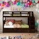 preview thumbnail 1 of 14, Modren Twin Over Twin Bunk Bed with Twin size Trundle For Bedroom Espresso