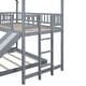 preview thumbnail 13 of 11, Twin over Full House Bunk Bed with Slide and Built-in Ladder, Full-Length Guardrail,Made of high-quality Solid Pine Wood,Gray