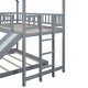preview thumbnail 13 of 25, Twin over Full House Bunk Kids Bed with Slide, Built-in Ladder & Full-Length Guardrail for Bedroom, No Box Spring Needed, Grey