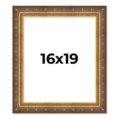 16x19 Frame Vintage Gold Solid Wood Picture Frame | 2.5 Inch Moulding