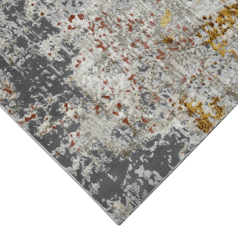 Sylvia Gracielle Ivory/Gray Polyester Blend Performance Area Rug