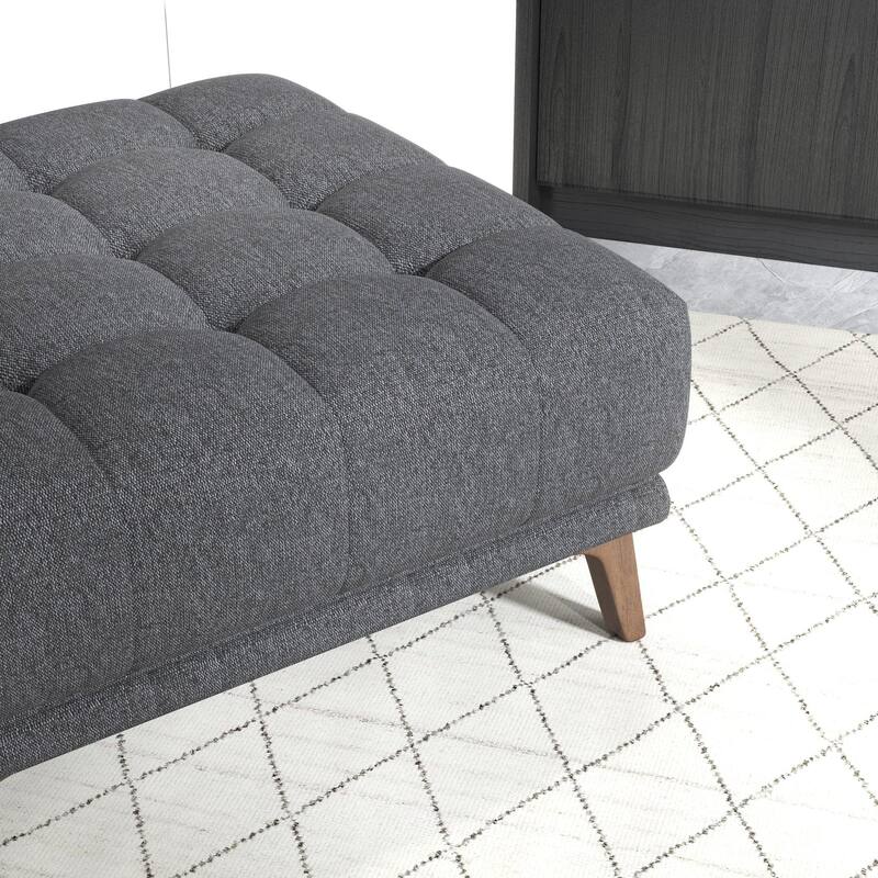 GDFStudio - Addison Modern 37" Square Tufted Linen Upholstered Ottoman