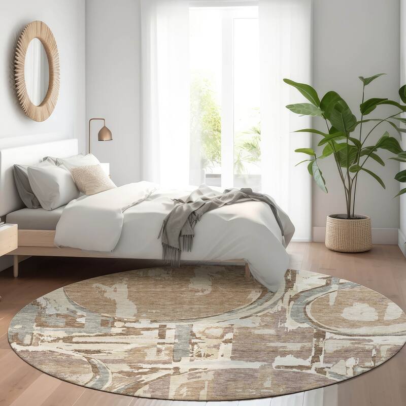 Premium Washable Super Soft Contemporary Casual Mayfield Rug - Mocha - 8' x 8'