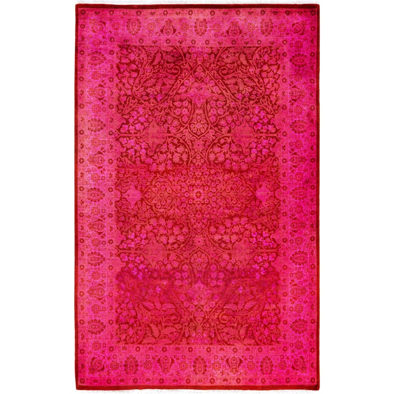 Overdyed One-of-a-Kind Hand-Knotted Area Rug - Pink - 4' 1" x 6' 3"